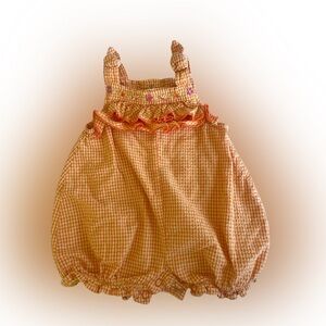 Orange Checkered Kids One Piece